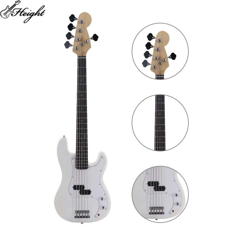 Five-string Bass Guitar Electric Guitar Solid Wood Body White Electric Guitar